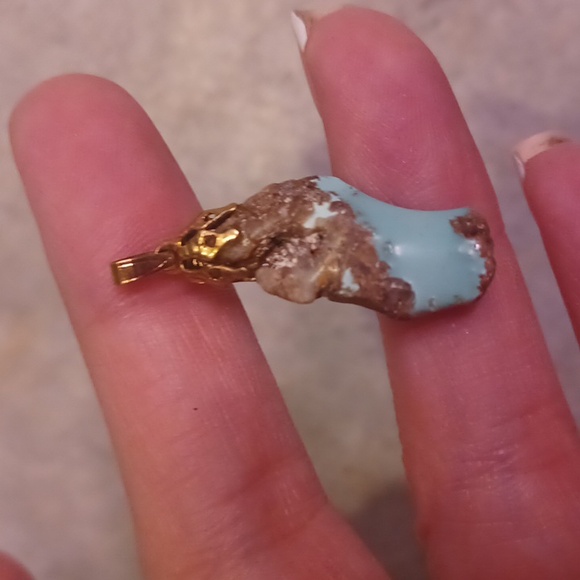 = Gold and Turquoise Necklace Pendant - Picture 2 of 2